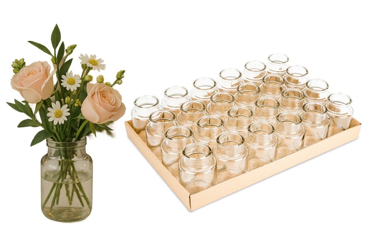 NaDeco Apothekerflaschen | Deko-Vasen | Windlichtgläser | 24 Stück | Maße ca. 10x7cm | Hochwertige Dekoflaschen für jede