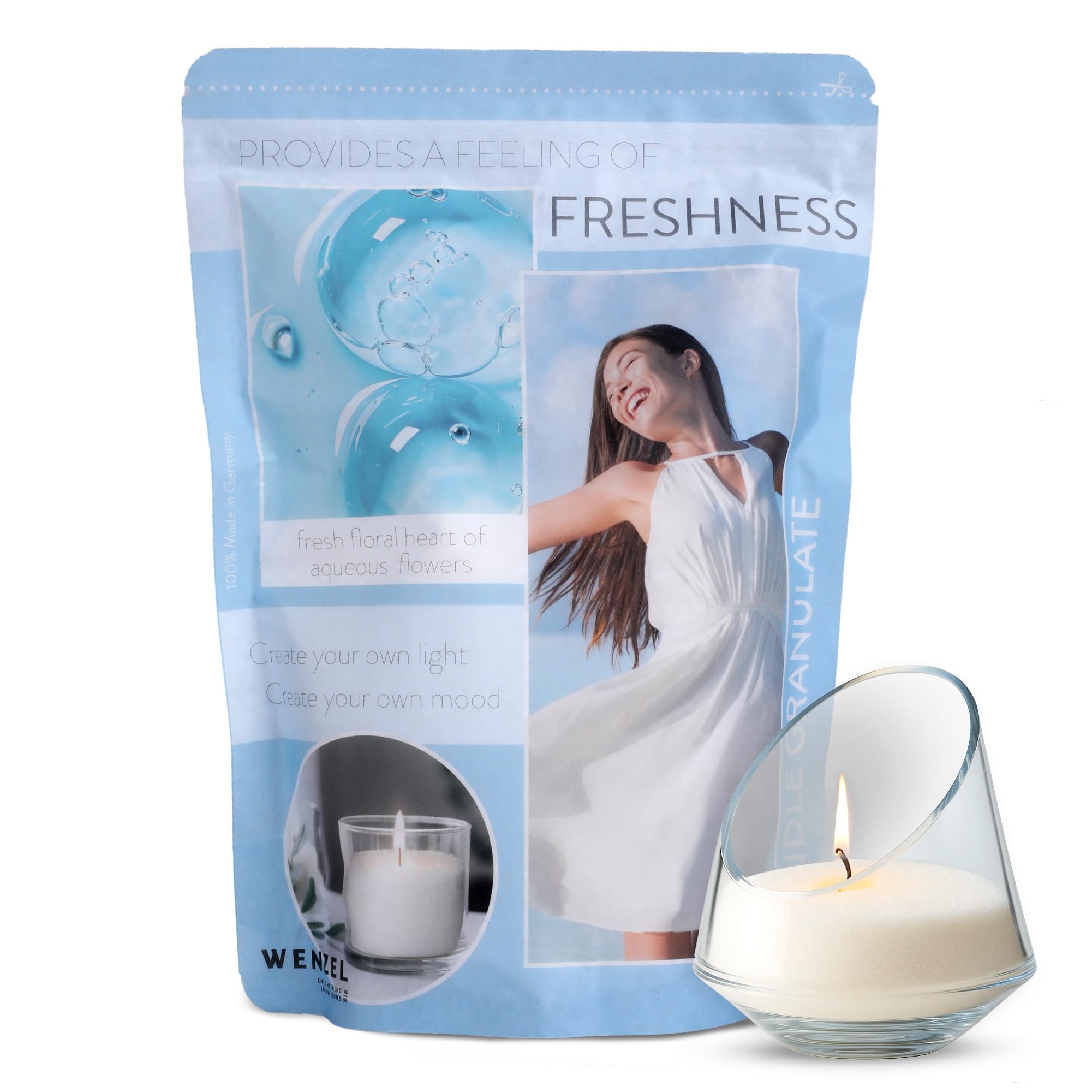 Wenzel Duftwachs Granulat 400g Weiß – Frische Meeresbrise Note – DIY Kerzenset –Made in Germany